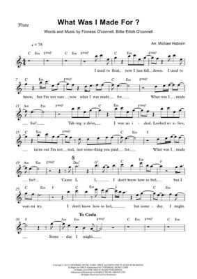 What Was I Made For: Sheet Music PDF and Its Evolution